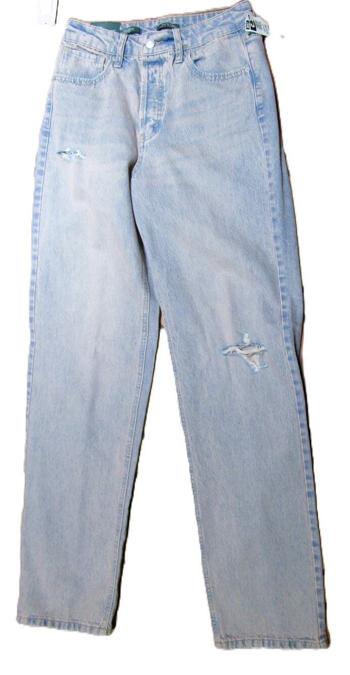 Wild Fable Women's High Rise Straight Jeans Size 4 Light Wash Distressed Denim